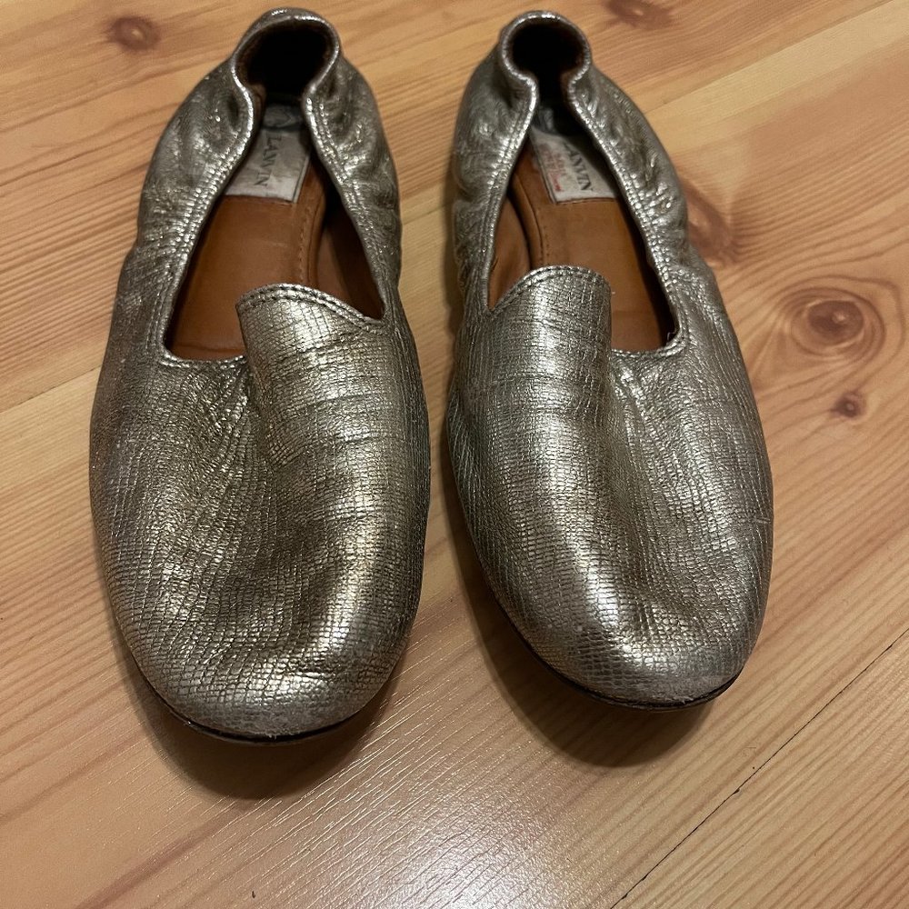 Lanvin Metallic Silver Flats